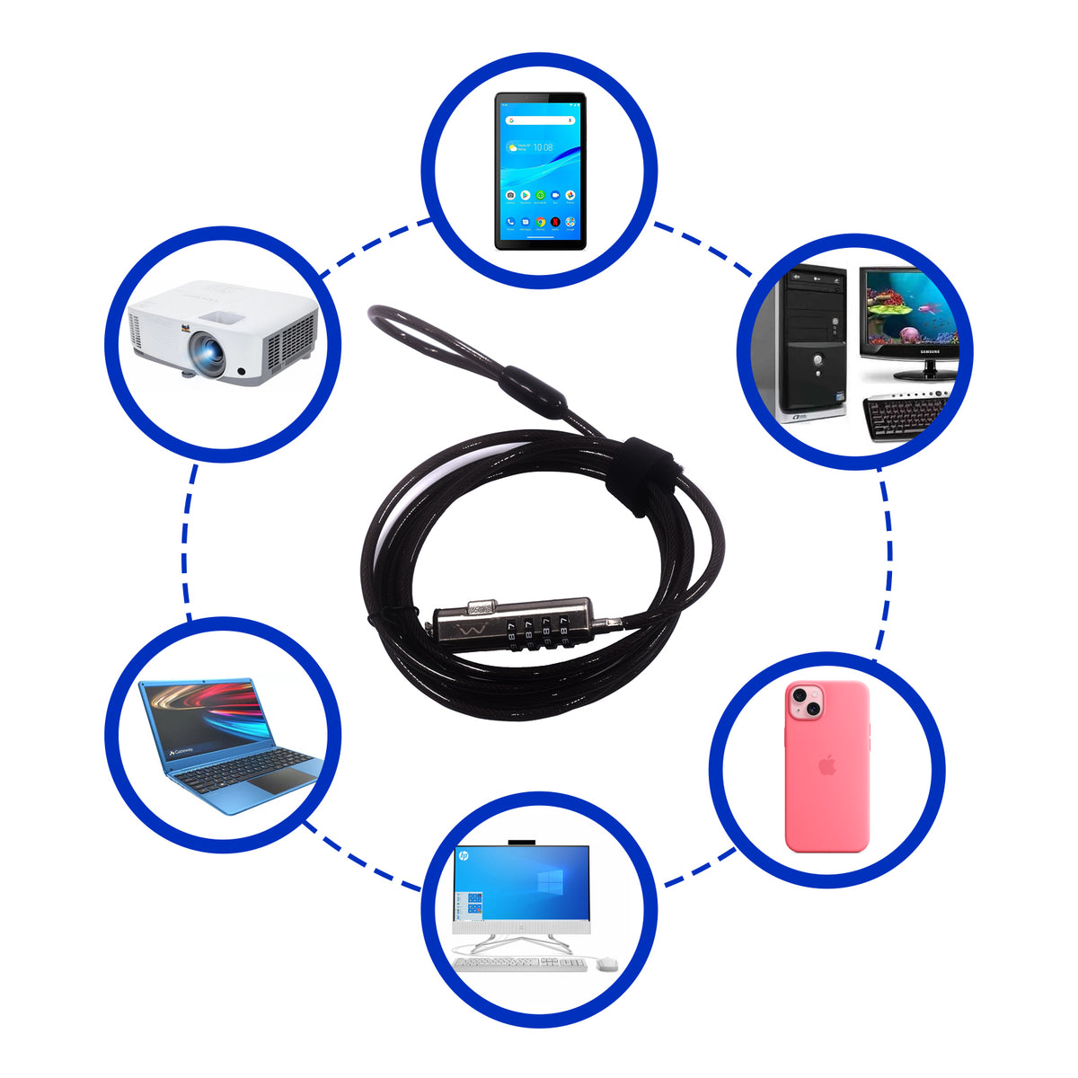Cable de seguridad Ewent para portatil · combinacion 4 digitos 1.8m