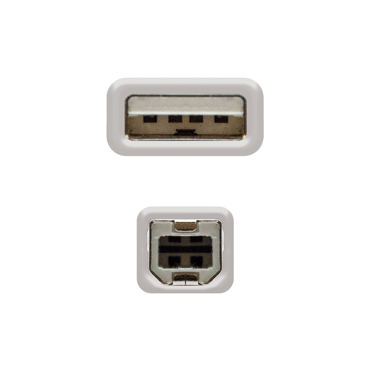 Cable USB 2.0 Impresora Nanocable 10.01.0103/ USB Tipo-B Macho - USB Macho/ 1.8m/ Beige