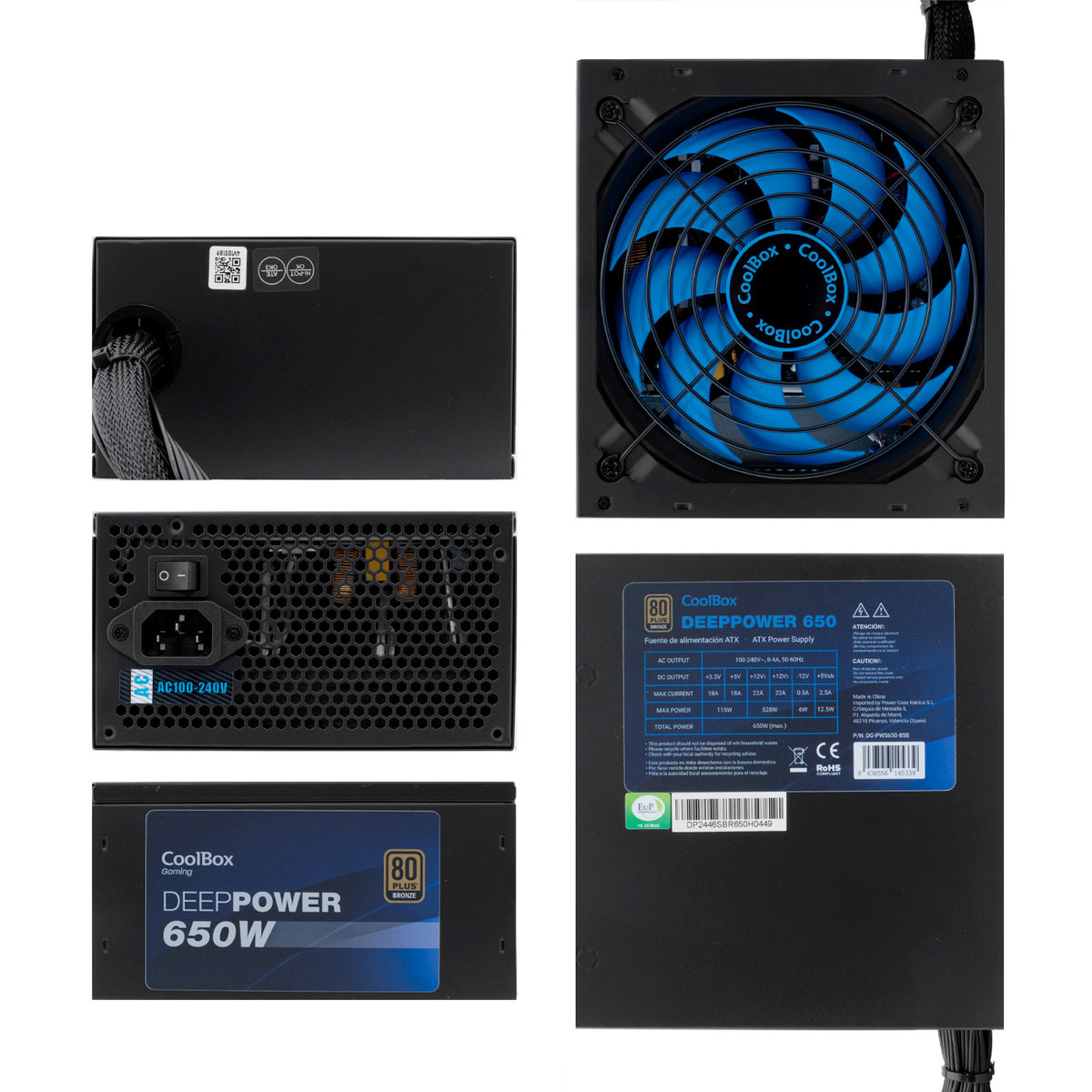Fuente de alimentacion Coolbox gaming deeppower 650w 80 plus bronze - 14 cm - full range