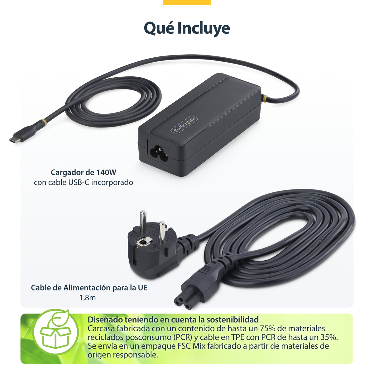 Cargador portátil USB tipo c startech gan 140w
