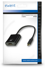 Ewent EW9825 adaptador de cable de vídeo 0,15 m USB Tipo C DisplayPort Negro