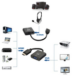 Ewent EW9864 adaptador de cable de vídeo 0,2 m HDMI VGA, 3.5mm Negro