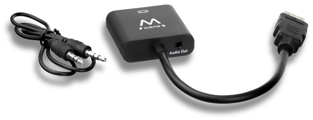 Ewent EW9864 adaptador de cable de vídeo 0,2 m HDMI VGA, 3.5mm Negro