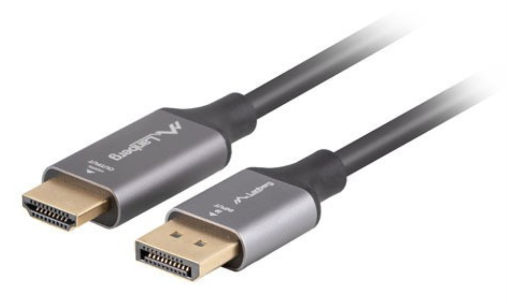 Lanberg CA-DPHD-20CU-0010-BK adaptador de cable de vídeo 1 m DisplayPort HDMI tipo A (Estándar) Negro, Plata