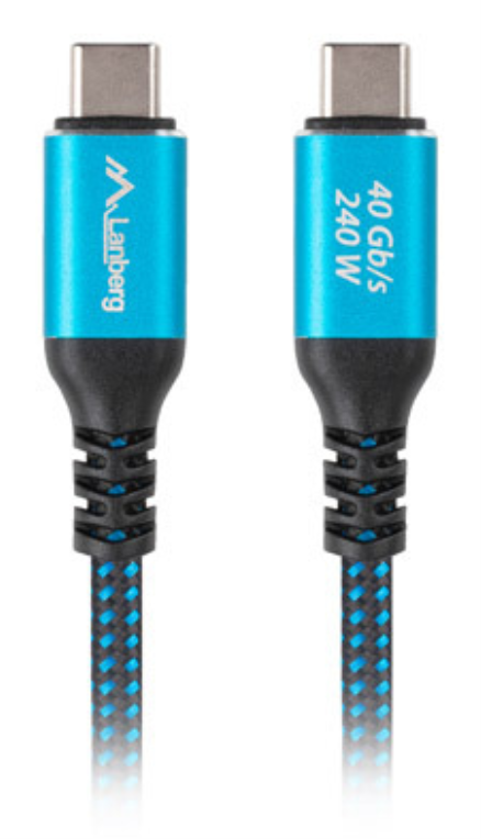 Lanberg CA-CMCM-44CU-0005-BK cable USB USB4 Gen 2x2 0,5 m USB C 40 Gbit/s 240 W Negro, Azul