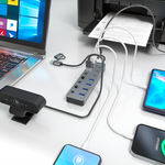Aisens Hub USB3.1 Gen1 USB-C USB-A, USB-C/M+USB-A/M-4xUSB-A/H+3xUSB-C/H+1xUSB-C/H ALIM., Gris, 30cm