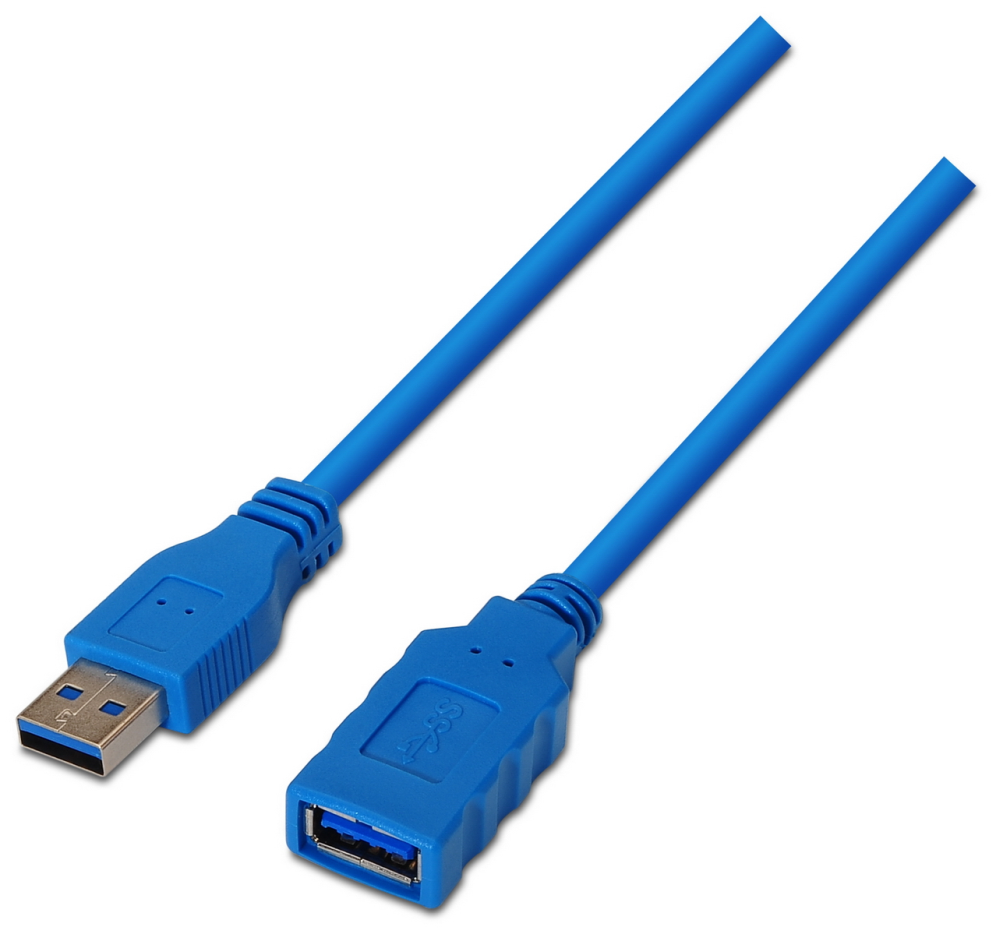 Cable Alargador USB 3.0 Aisens A105-0045/ USB Macho - USB Hembra/ Hasta 9W/ 625Mbps/ 1m / Azul