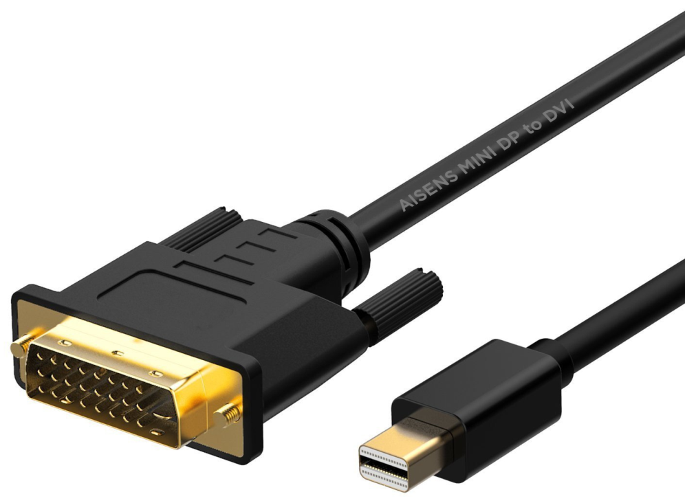 Cable Conversor Mini DisplayPort Aisens A125-0363/ Mini DisplayPort Macho - DVI Macho/ 2m/ Negro