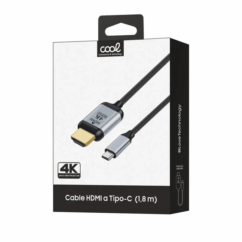 Cable HDMI a Tipo-C Audio-Video Universal (1.8 m) Ultra 4K COOL - PixelPlaza