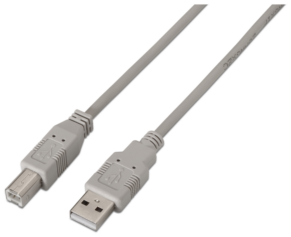 Cable USB 2.0 Impresora Aisens A101-0004/ USB Tipo-B Macho - USB Macho/ 4.5m/ Beige