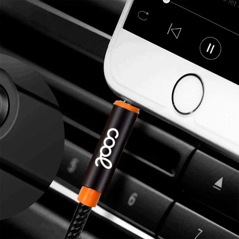 Cable Jack 3.5 mm a Jack 3.5 mm COOL Audio-Audio Nylon Negro (1m) - PixelPlaza