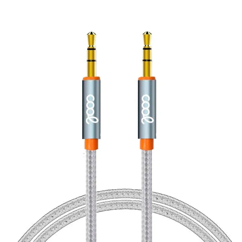 Cable Jack 3.5 mm a Jack 3.5 mm COOL Audio-Audio Nylon Plateado (1m) - PixelPlaza