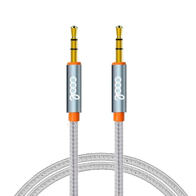 Cable Jack 3.5 mm a Jack 3.5 mm COOL Audio-Audio Nylon Plateado (1m) - PixelPlaza