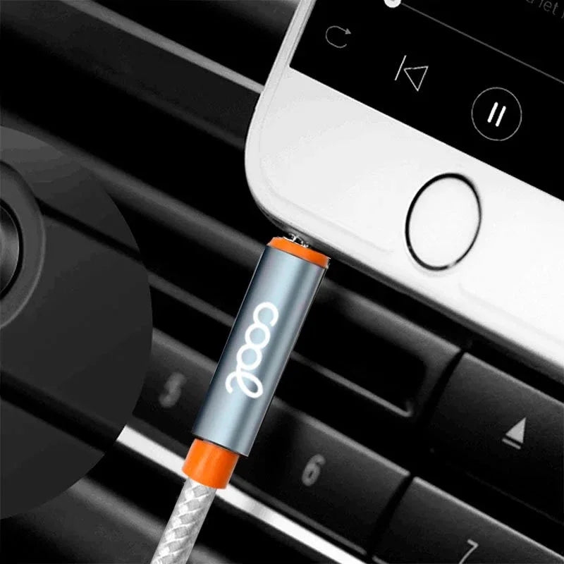 Cable Jack 3.5 mm a Jack 3.5 mm COOL Audio-Audio Nylon Plateado (1m) - PixelPlaza