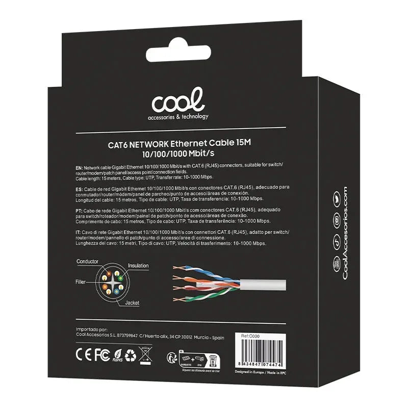 Cable Red Internet Universal CAT6 RJ45 15 metros COOL - PixelPlaza
