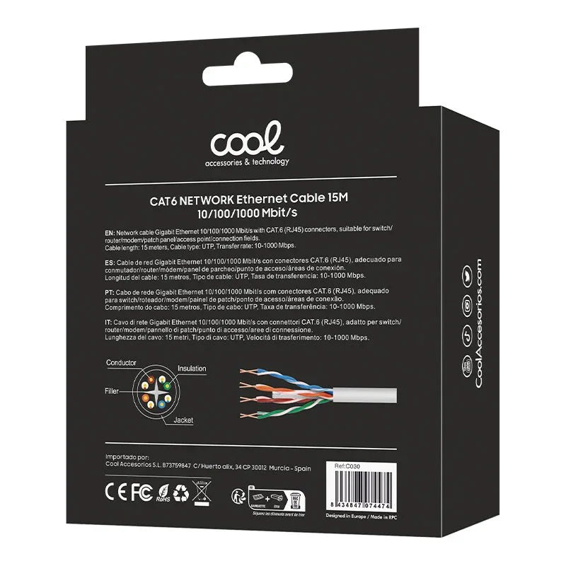 Cable Red Internet Universal CAT6 RJ45 15 metros COOL - PixelPlaza