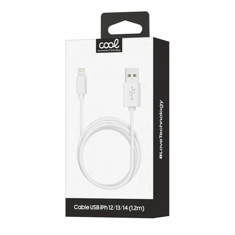 Cable USB Compatible COOL Lightning para iPhone / iPad (1.2 metros) Blanco - PixelPlaza