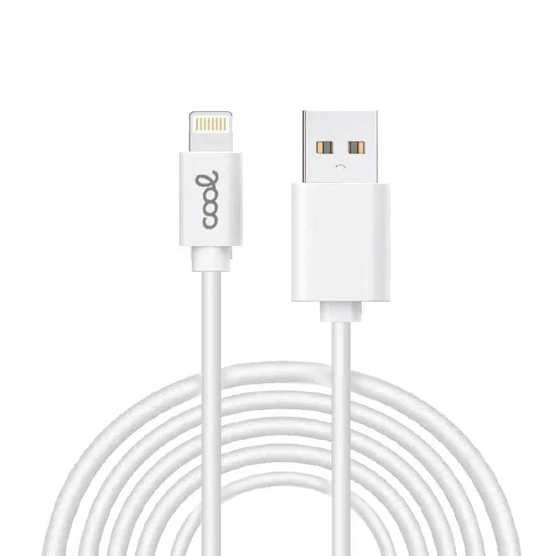 Cable USB Compatible COOL Lightning para iPhone / iPad (3 metros) Blanco - PixelPlaza