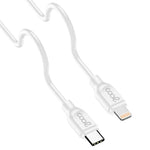 Cable USB Compatible COOL Universal TIPO-C a Lightning (1.2 metros) Blanco - PixelPlaza