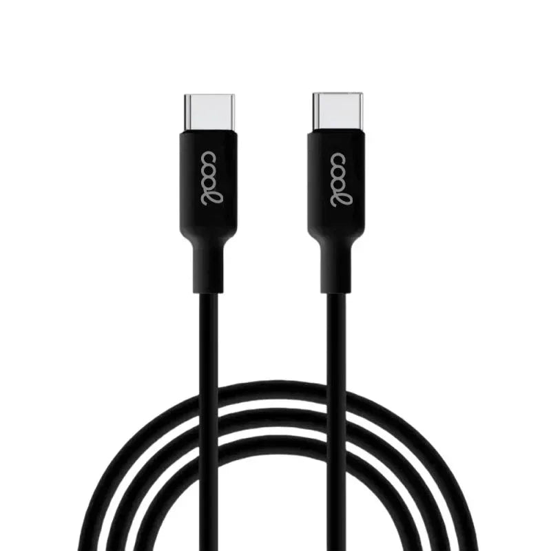 Cable USB Compatible COOL Universal TIPO-C a TIPO-C (1 metro) Negro 3 Amp - PixelPlaza