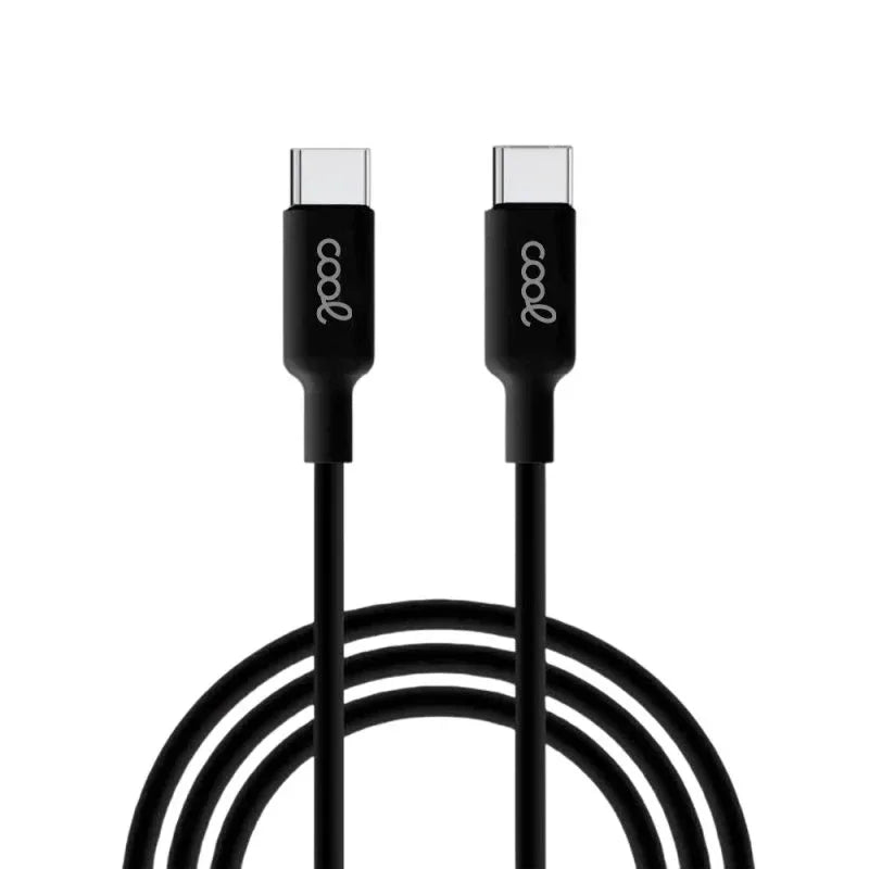 Cable USB Compatible COOL Universal TIPO-C a TIPO-C (1 metro) Negro 3 Amp - PixelPlaza