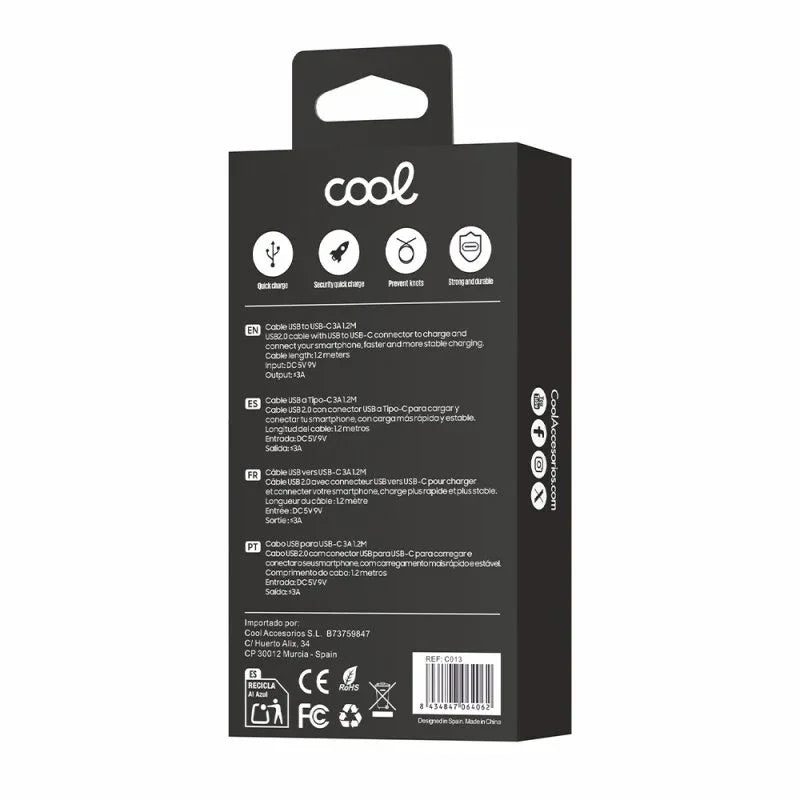 Cable USB COOL Nylon Universal Tipo C (1.2 metros) - PixelPlaza