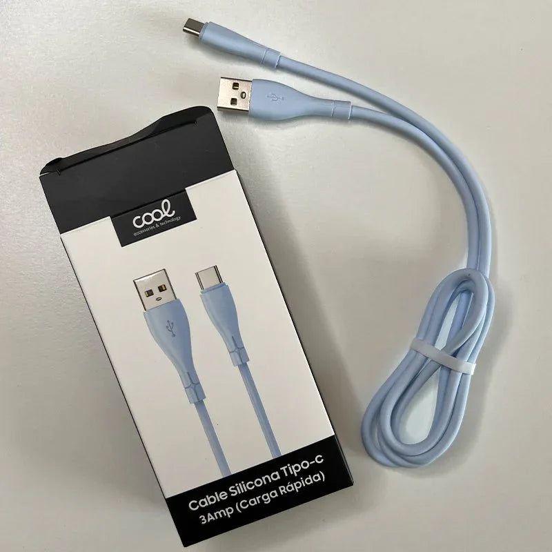 Cable USB COOL Silicona Universal Tipo C (1 metro) Celeste - PixelPlaza