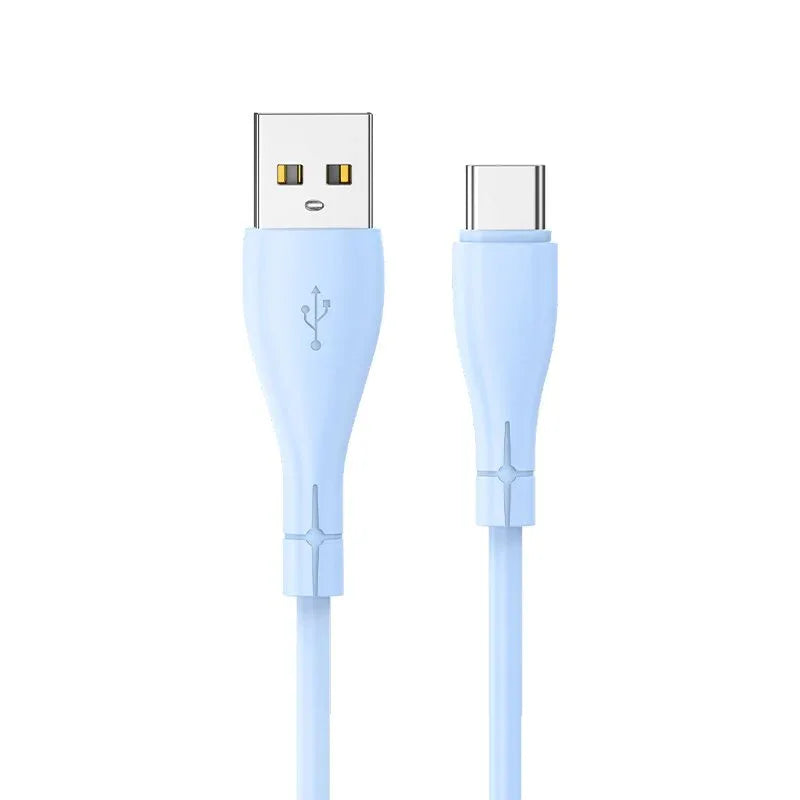 Cable USB COOL Silicona Universal Tipo C (1 metro) Celeste - PixelPlaza