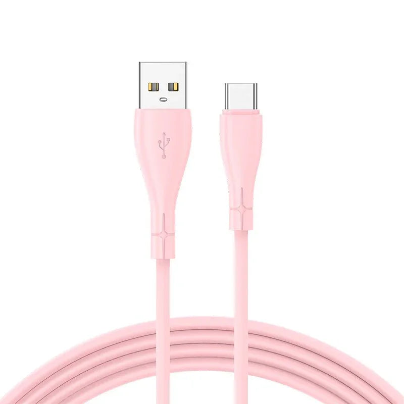 Cable USB COOL Silicona Universal Tipo C (1 metro) Rosa - PixelPlaza