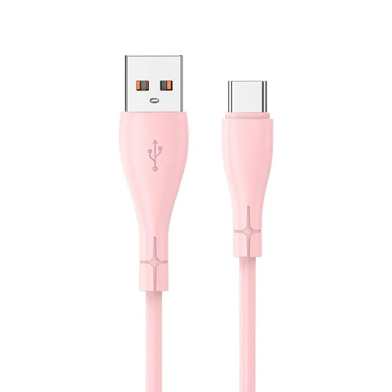 Cable USB COOL Silicona Universal Tipo C (1 metro) Rosa - PixelPlaza