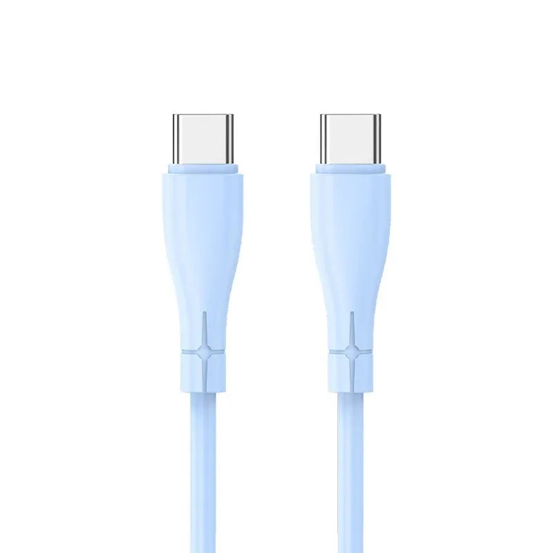 Cable USB COOL Silicona Universal Tipo C a Tipo C (1 metro) Celeste - PixelPlaza