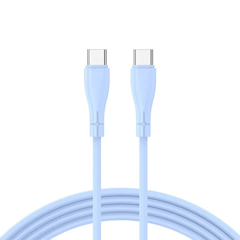 Cable USB COOL Silicona Universal Tipo C a Tipo C (1 metro) Celeste - PixelPlaza