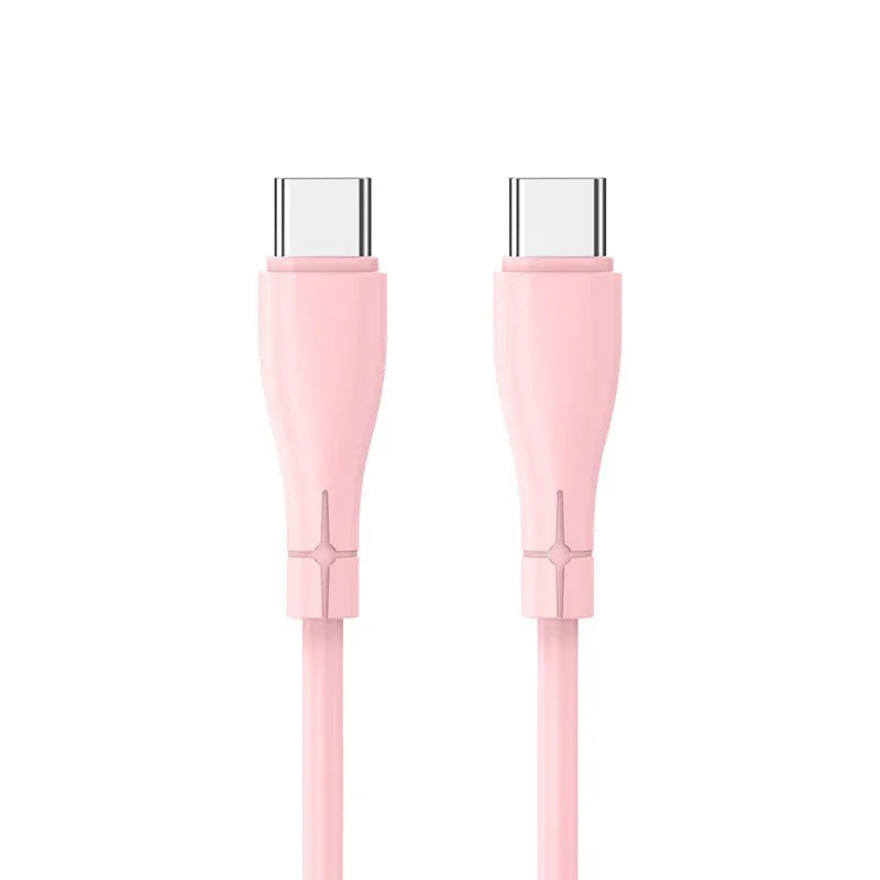 Cable USB COOL Silicona Universal Tipo C a Tipo C (1 metro) Rosa - PixelPlaza