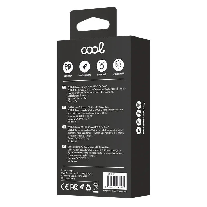 Cable USB COOL Silicona Universal Tipo C a Tipo C (1 metro) Rosa - PixelPlaza
