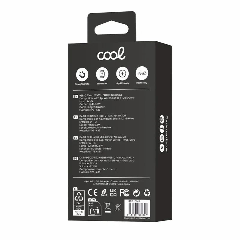 Cable USB MagCharge (Tipo-C) COOL para Apple Watch Universal Blanco - PixelPlaza