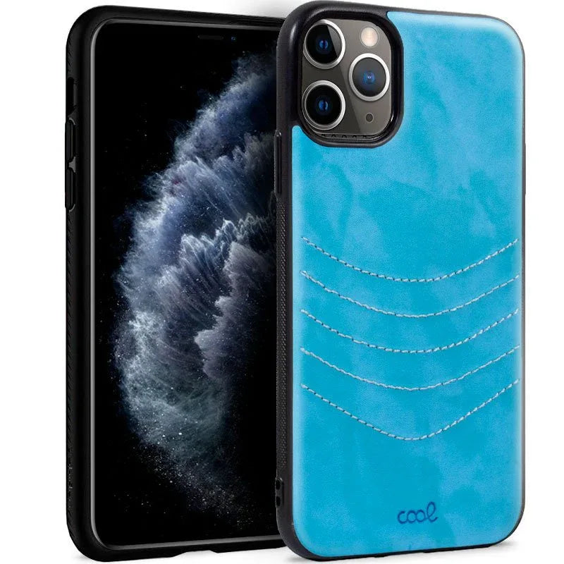 Carcasa COOL para iPhone 11 Pro Leather Bordado Celeste - PixelPlaza