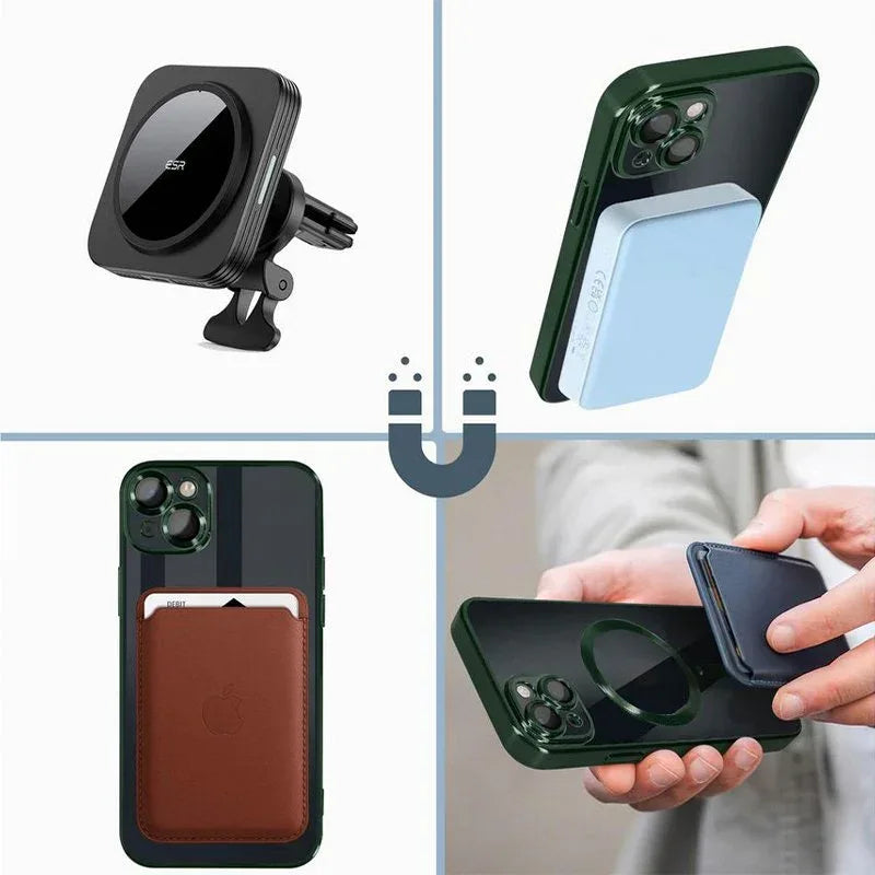 Carcasa COOL para iPhone 15 Magnética Borde Verde - PixelPlaza
