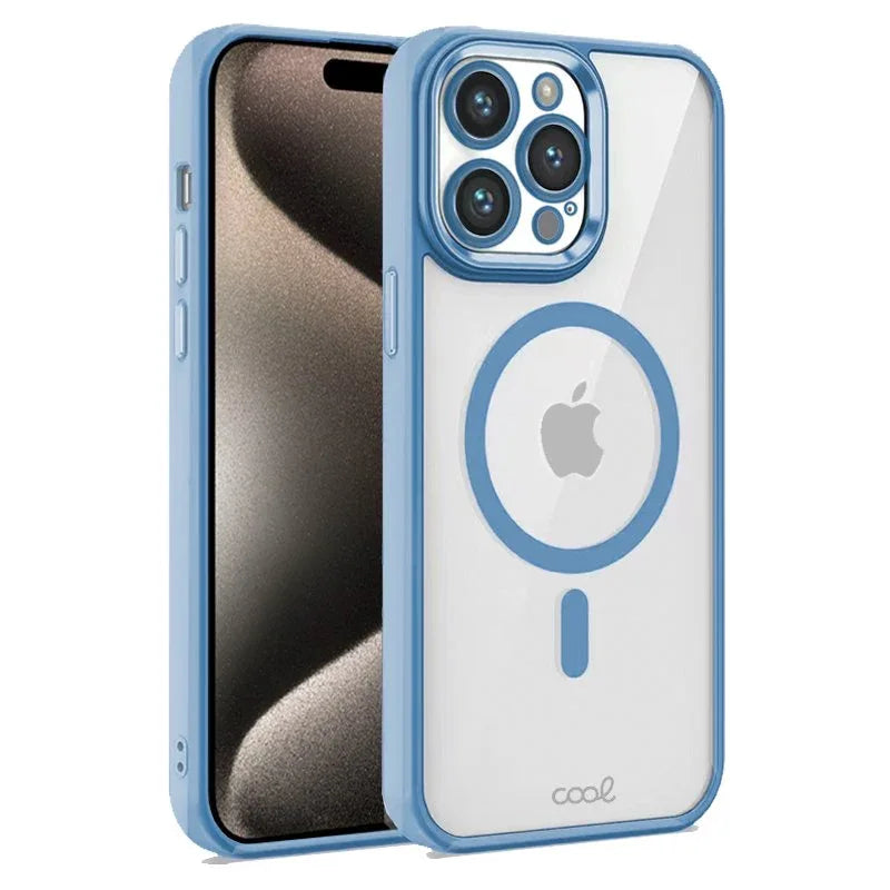 Carcasa COOL para iPhone 15 Pro Max Magnética Borde Celeste - PixelPlaza