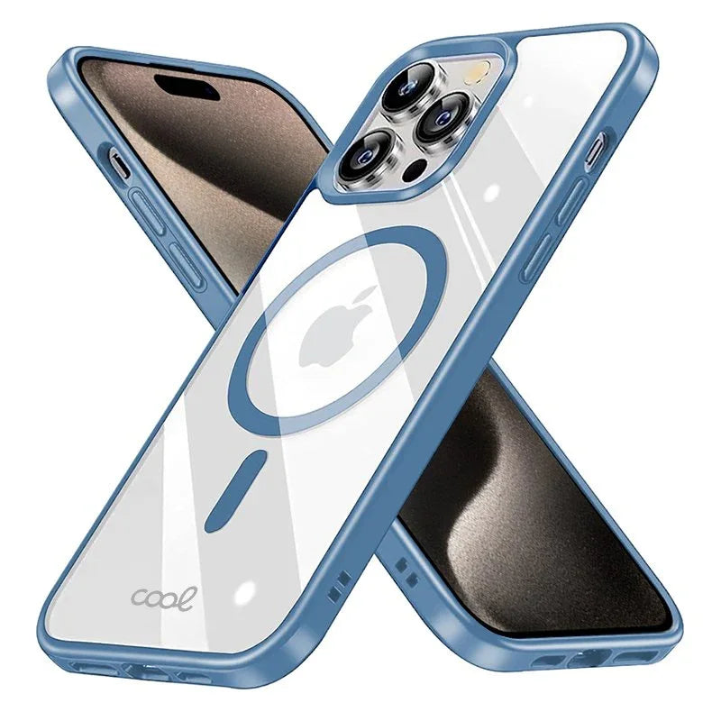 Carcasa COOL para iPhone 15 Pro Max Magnética Borde Celeste - PixelPlaza