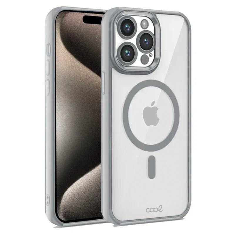 Carcasa COOL para iPhone 15 Pro Max Magnética Borde Plata - PixelPlaza