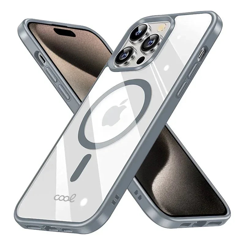 Carcasa COOL para iPhone 15 Pro Max Magnética Borde Plata - PixelPlaza
