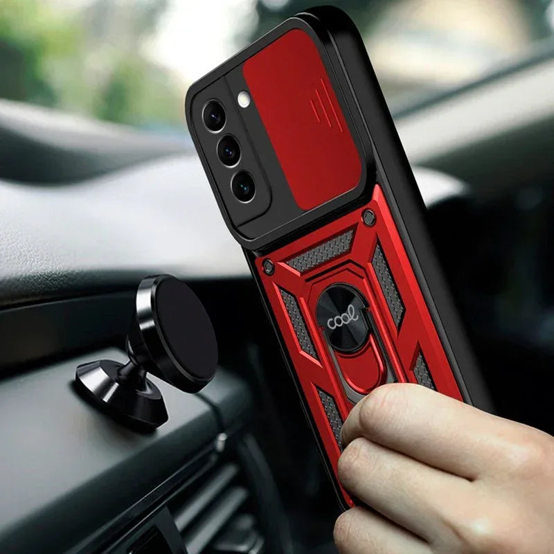 Carcasa COOL para Samsung G990B Galaxy S21 FE Hard Ring Rojo - PixelPlaza