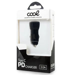 Cargador Coche Universal Entrada Tipo C (PD) COOL (18W) Negro - PixelPlaza