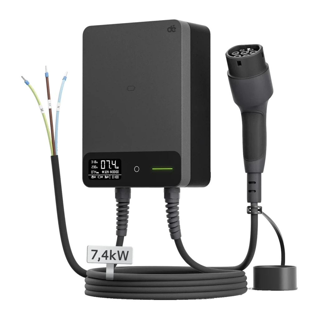 Cargador Coche Eléctrico DÉ Wallbox Negro 7,4kW Tipo 2