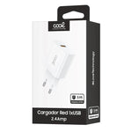 Cargador Red Adaptador 1x USB Universal COOL (2.4 Amp) Blanco - PixelPlaza