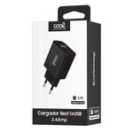 Cargador Red Adaptador 1x USB Universal COOL (2.4 Amp) Negro - PixelPlaza