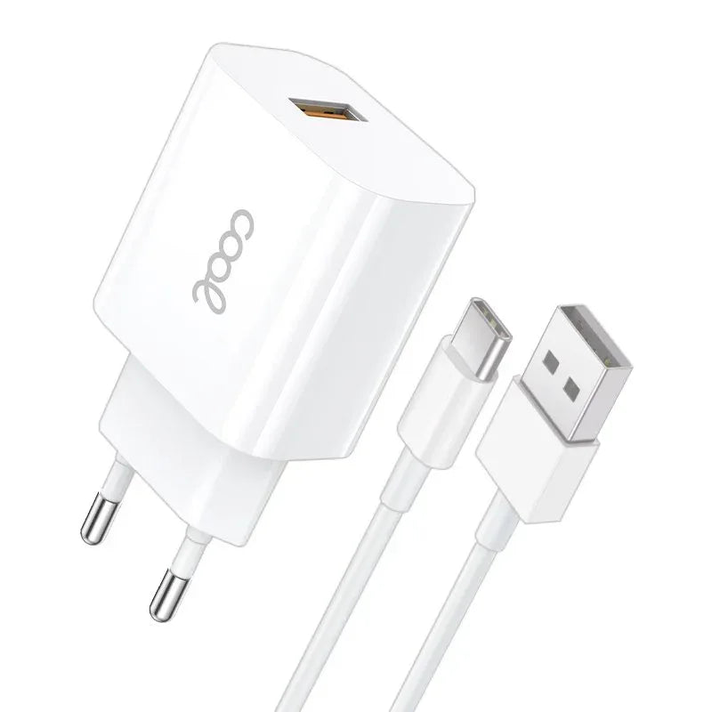 Cargador Red Conector Tipo-C (2.4 Amp) Universal COOL Kit 2 en 1 Blanco - PixelPlaza