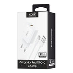 Cargador Red Conector Tipo-C (2.4 Amp) Universal COOL Kit 2 en 1 Blanco - PixelPlaza