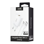 Cargador Red Conector Tipo-C (2.4 Amp) Universal COOL Kit 2 en 1 Blanco - PixelPlaza