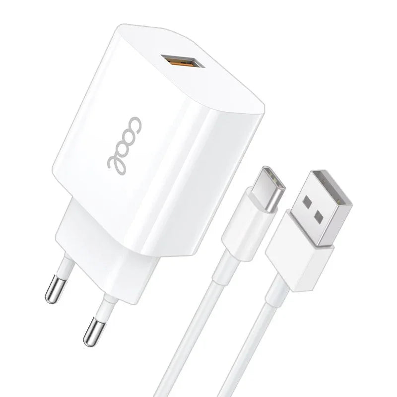 Cargador Red Conector Tipo-C (2.4 Amp) Universal COOL Kit 2 en 1 Blanco - PixelPlaza